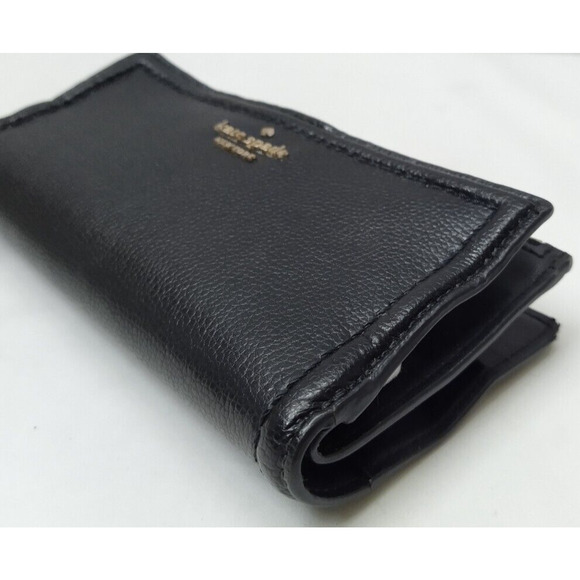 Kate Spade New York Black Pebbled Leather Credit Card ID Window Bifold Wallet - Picture 8 of 12
